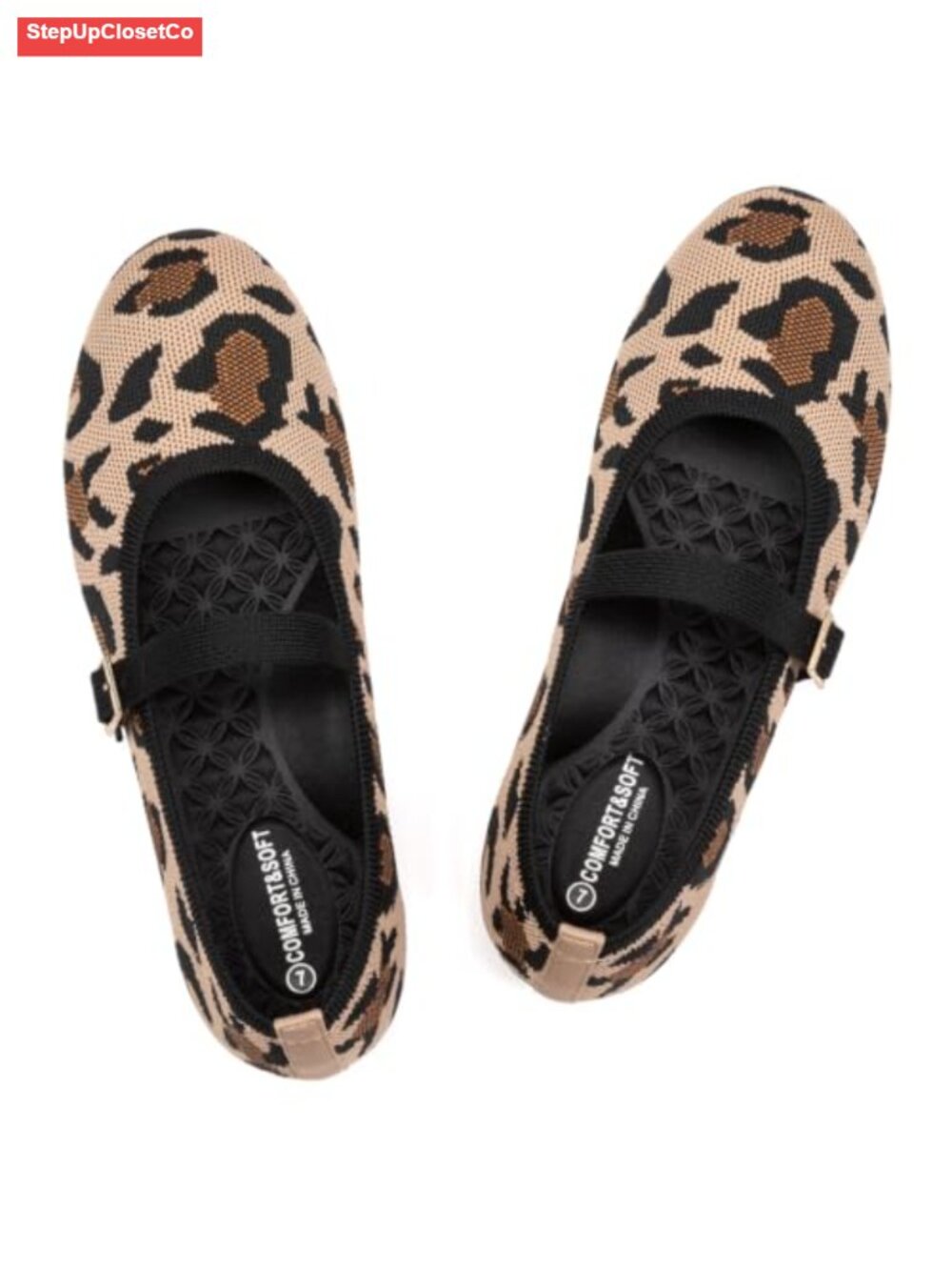 Women's Mary Jane Flats Comfortable Ballet Slip On Knitted Fabric Office Shoes
